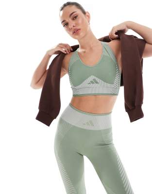 adidas Training - D4T - Sport-BH in Silbergrün mit leichter Stützfunktion-Grau