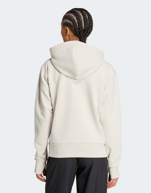 adidas Training – D4T – Sweatshirt in Beige mit Kapuze und durchgehendem Reißverschluss , 2 von 4