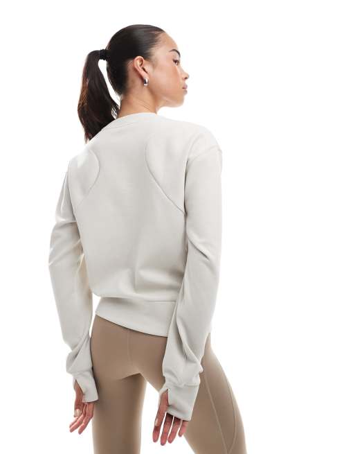 adidas Training D4T warm-up crewneck sweatshirt in beige | ASOS