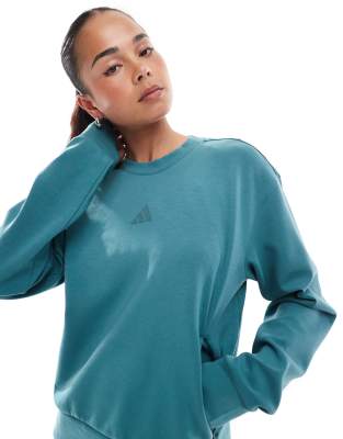 adidas Training- D4T Warm-up - Sweatshirt in Preloved Teal mit Rundhalsausschnitt-Blau