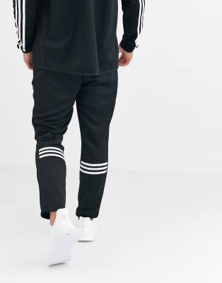 adidas training daily stripe pants in black