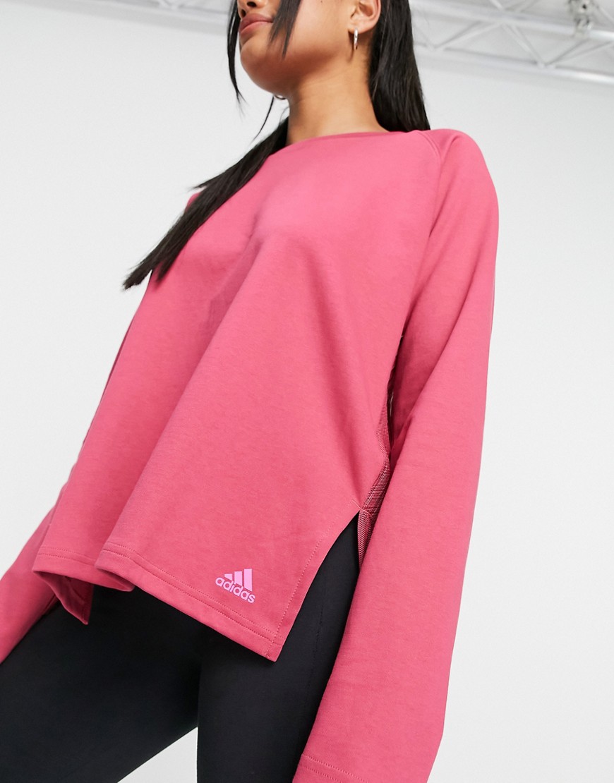 Adidas Training Dance layered back top in pink