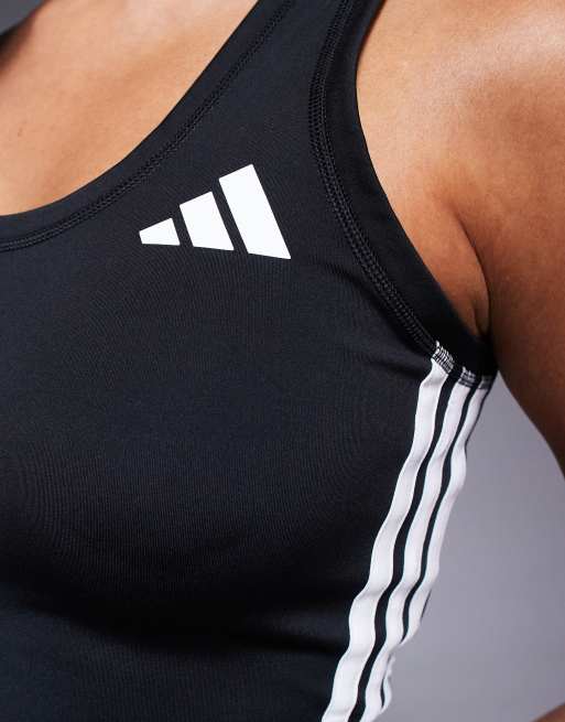 adidas Training - Débardeur court à 3 bandes - Noir, 2 de 4