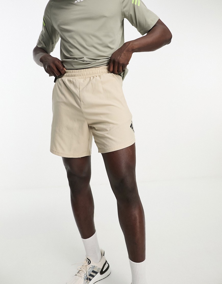 adidas Training Design 4 Movement shorts in beige-White