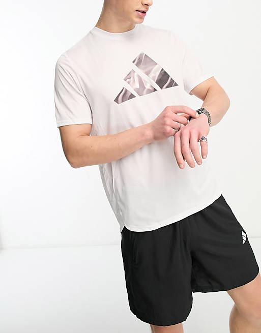 adidas Design 4 Training electric print logo t-shirt in white | ASOS