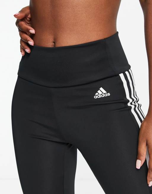 adidas Train Essentials 3-Stripes High-Waisted 3/4 Leggings - Black