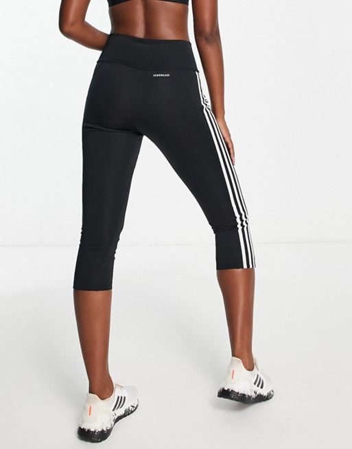 adidas Ladies' 3-Stripe High Rise Waistband 3/4 Capri Legging
