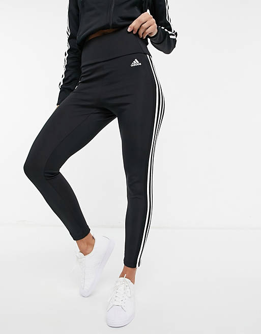 & Bademode Sportmode Leggings ASOS Damen Sport Adidas Training 3 stripe leggings in 