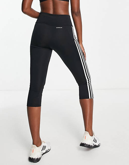 adidas Training – Designed To Move – Czarne legginsy z wysokim 3/4 z 3 paskami | ASOS