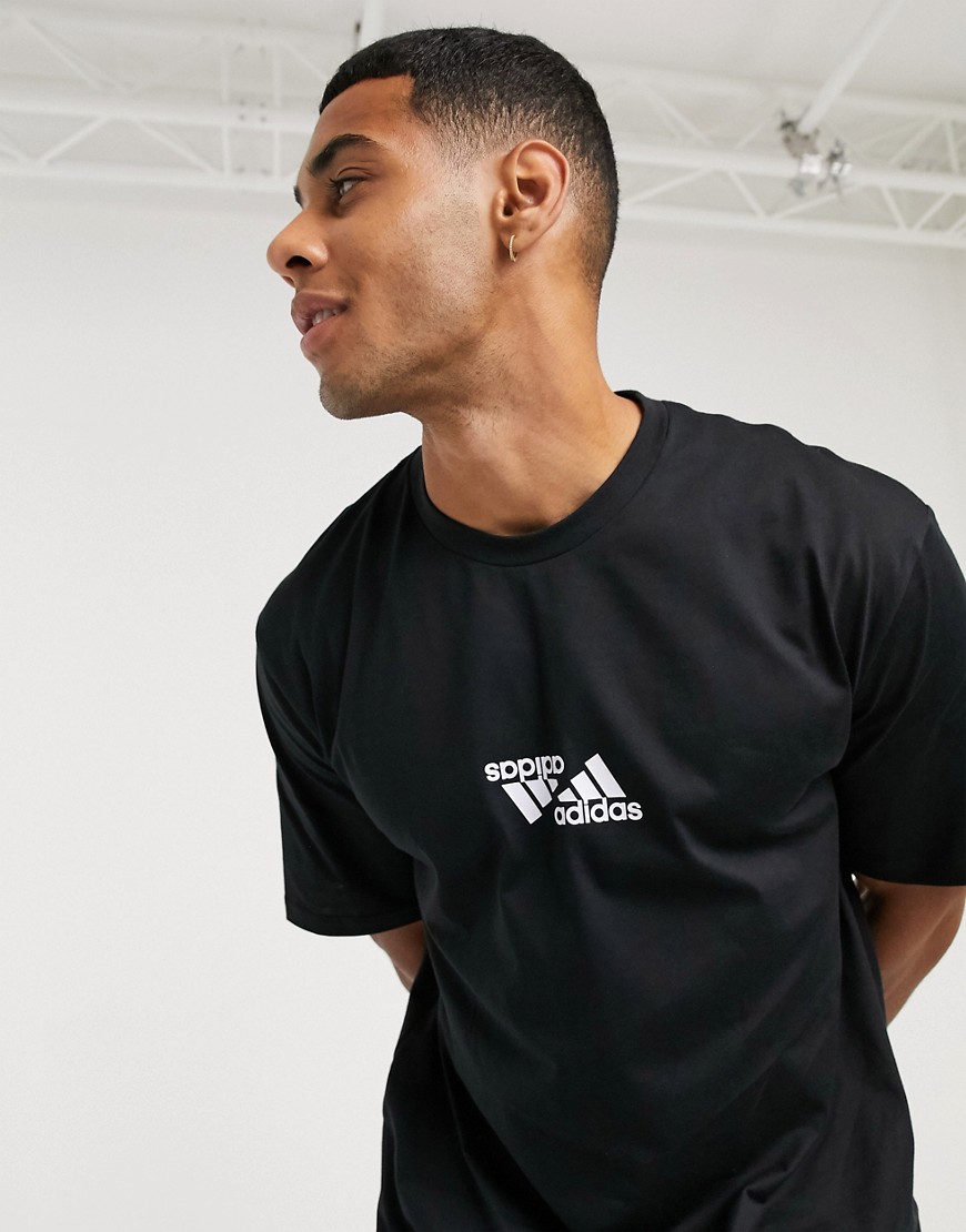 adidas Training double logo t-shirt in black