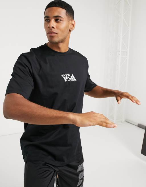 adidas Training double logo t shirt in black