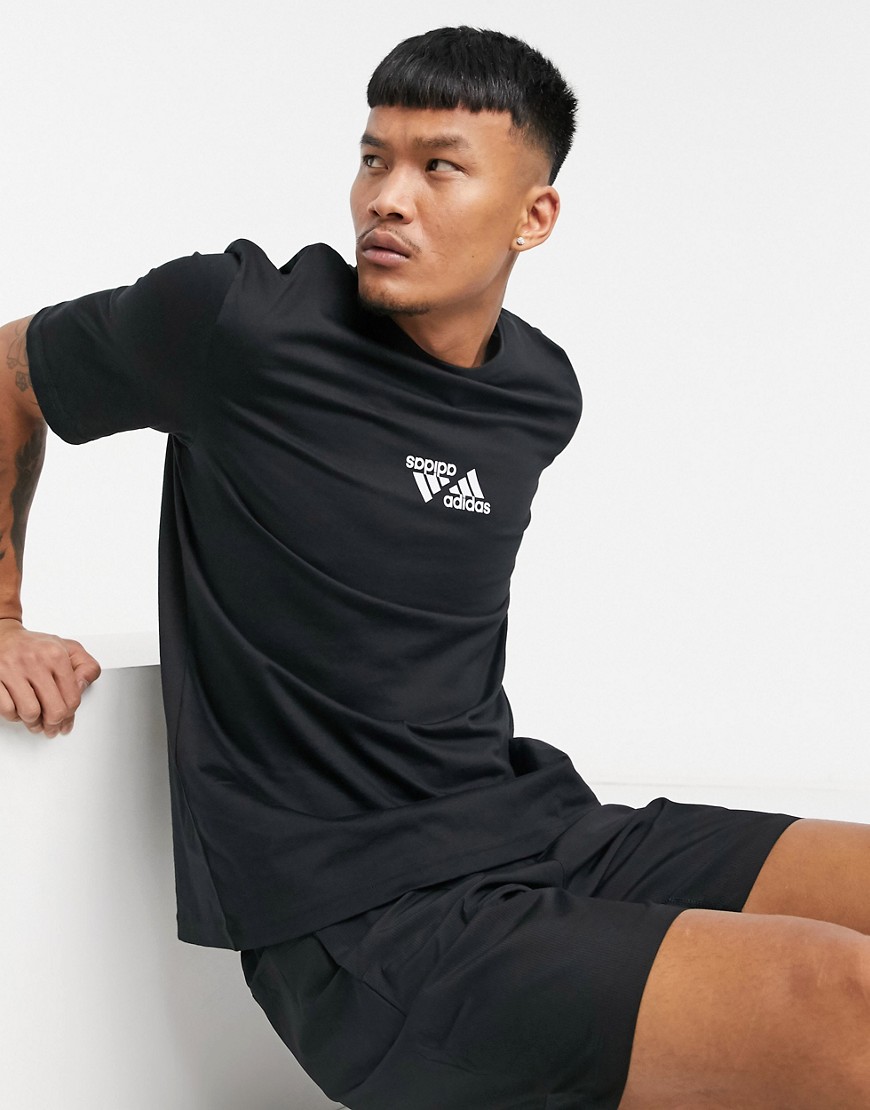 Adidas Training double logo t-shirt in black