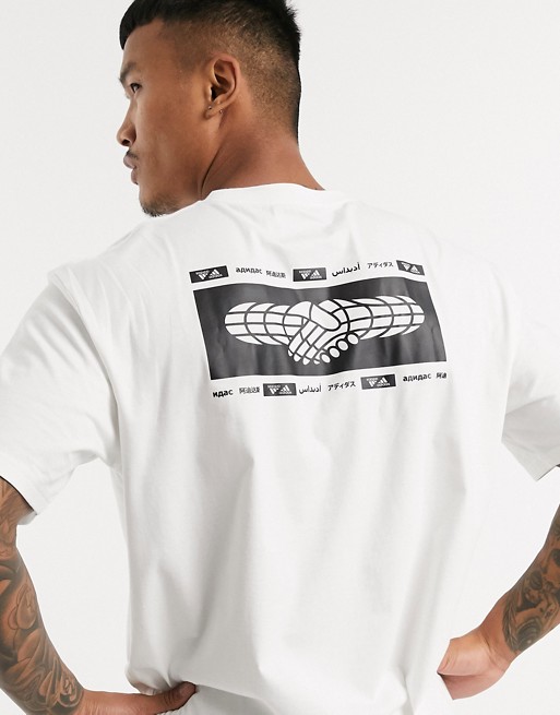 adidas Training double logo t-shirt in white