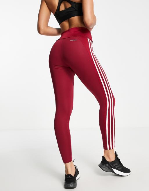 Adidas 3 stripe cheap burgundy leggings