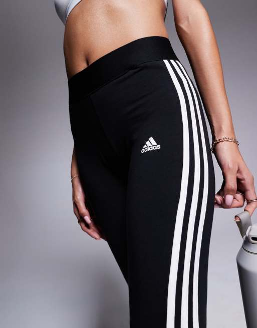 adidas Training Essential 3 Stripe leggings in black, 4 of 5