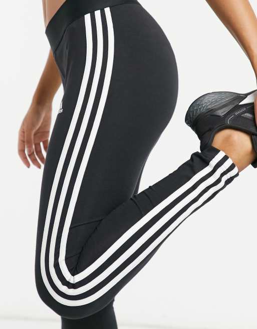 adidas Training Train Essentials 3 stripe leggings in black