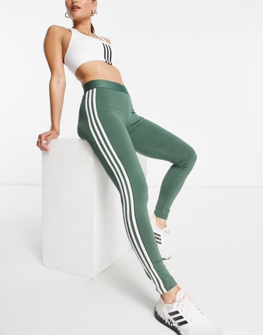 Adidas Originals 3-stripes Trefoil Leggings - Khaki - Womens from