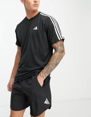 adidas performance adidas Training Essential 3 Stripe t-shirt in black