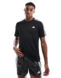 [adidas performance] adidas Training Essential 3 Stripe t-shirt in black XS BLACK