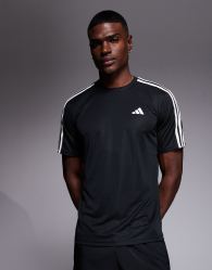 adidas Training Essential 3 Stripe t-shirt in black