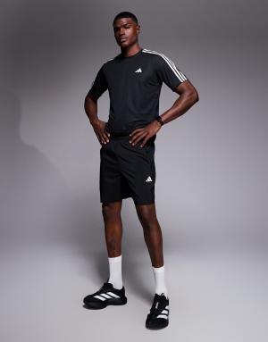 adidas Training Essential 3 Stripe t-shirt in black