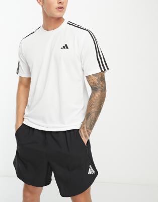 adidas performance adidas Training Essential 3 stripe t-shirt in white