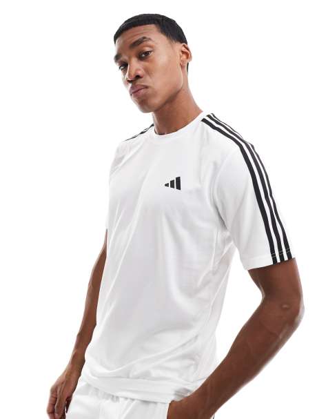 adidas - Training Essential - Hvid T-shirt med 3 striber - view 1