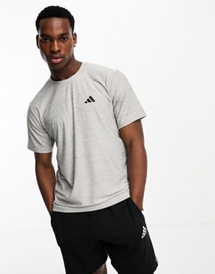 adidas Training Essential logo t-shirt in grey melange - ASOS Price Checker