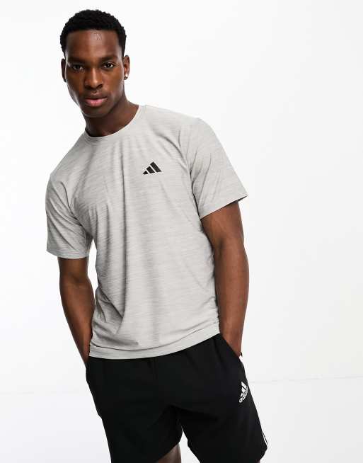 adidas Training Essential logo t-shirt in grey melange | ASOS