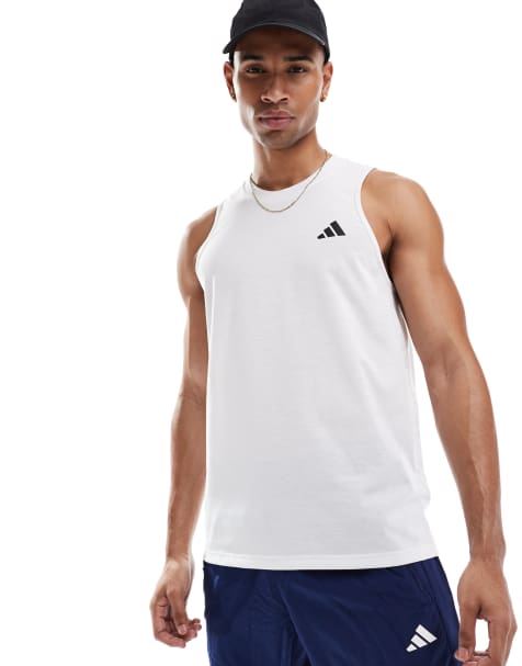 adidas Training Essential logo vest in white - view 1