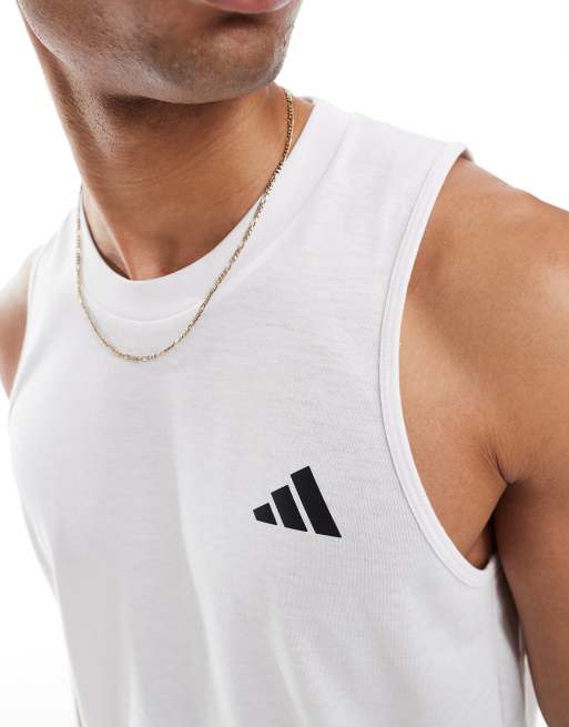 adidas Training Essential logo vest in white | ASOS