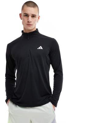 adidas Training Essentials 1/4-Zip Long Sleeve T-shirt in black