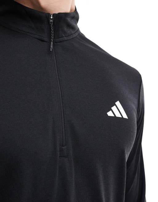 ☆adidas☆ Lip long sleeve tee black adidas Training Essentials 1/4-Zip Long Sleeve T-shirt in