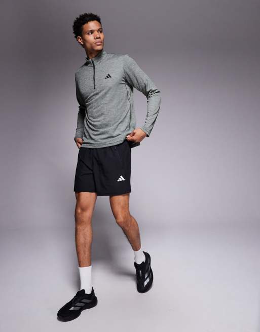 adidas Training essentials 1/4 zip top in dark khaki, 2 of 5