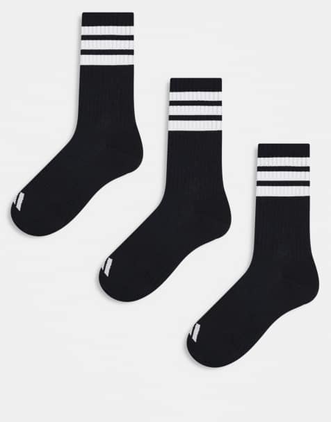 adidas Training Essentials 3 pack socks with 3 stripe in black - view 1