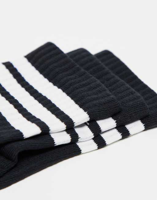 adidas Training essentials 3 stripe crew socks in black 3 pack, 3 of 3