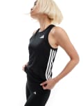 [adidas performance] adidas Training Essentials 3 stripe singlet in black XL BLACK