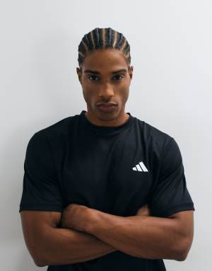 adidas Training essentials 3 stripe t-shirt in black
