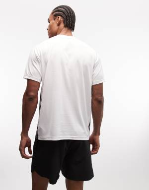 adidas Training Essentials 3 stripe t-shirt in white