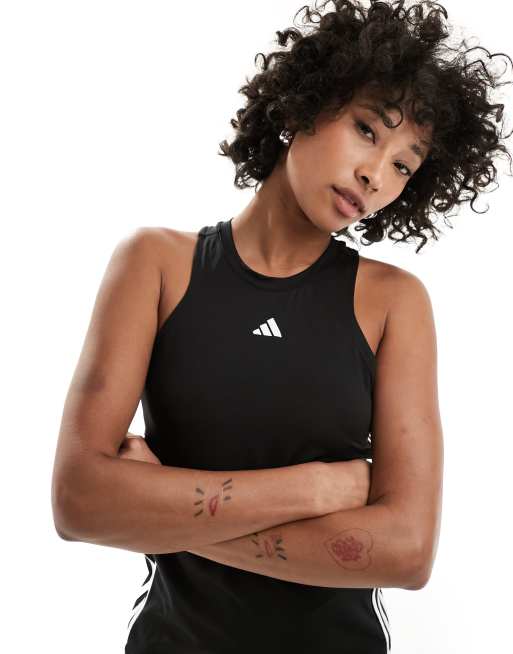 Adidas essentials 3 cheap stripe tank top ladies