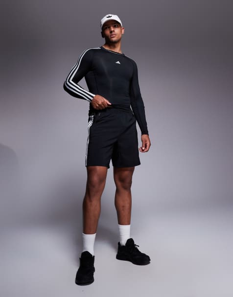 adidas Training essentials 3 stripe woven shorts in black - view 1