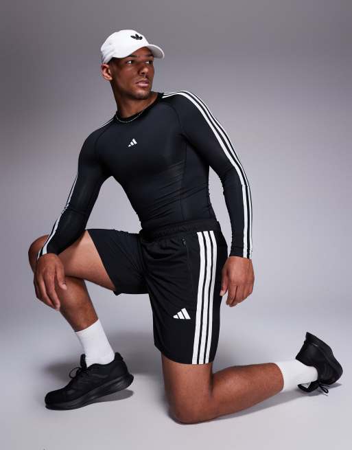 adidas Training essentials 3 stripe woven shorts in black, 3 of 5
