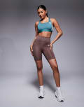 [adidas performance] adidas Training essentials 7" legging shorts in dark brown XS Strata