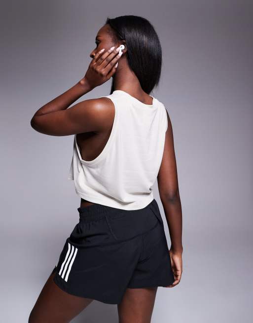 adidas Training – Essentials – Beżowy top bez rękawów o pudełkowym kroju, 4 z 4