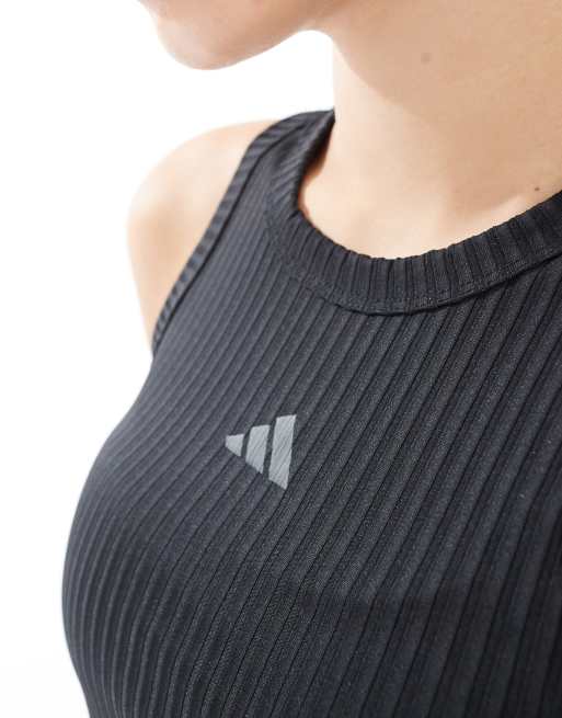 adidas - Training Essentials - Canotta nera a coste con 3 righe, 2 di 4