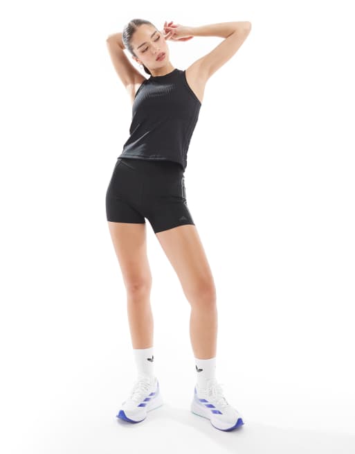 adidas - Training Essentials - Canotta nera a coste con 3 righe, 4 di 4