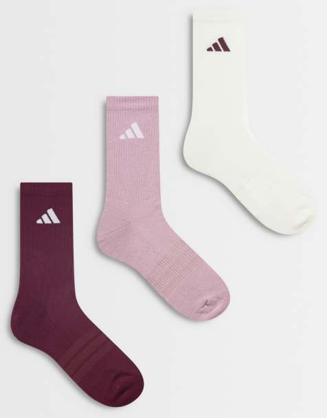 adidas Training Essentials Crew-Socken in Weiß, Pink und Burgunderrot 3er-Pack - view 1
