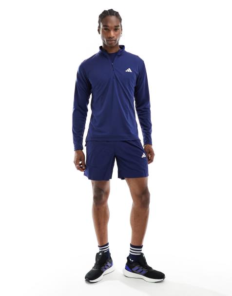 adidas Training – Essentials – Granatowy top z suwakiem do połowy długości - view 1