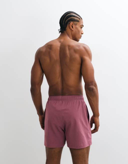 adidas Training essentials krinklade badshorts med 3 ränder i burgundy, 3 av 5