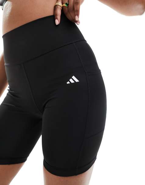 adidas Training Essentials legging shorts with phone pocket in black - view 1